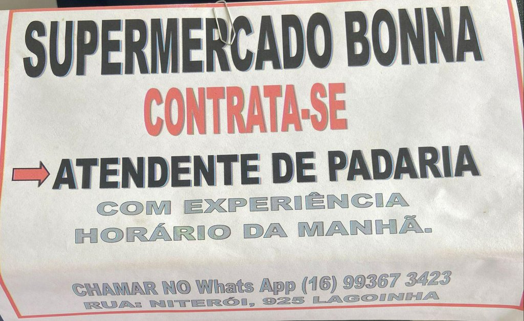 Contrata-se Atendente de Padaria 