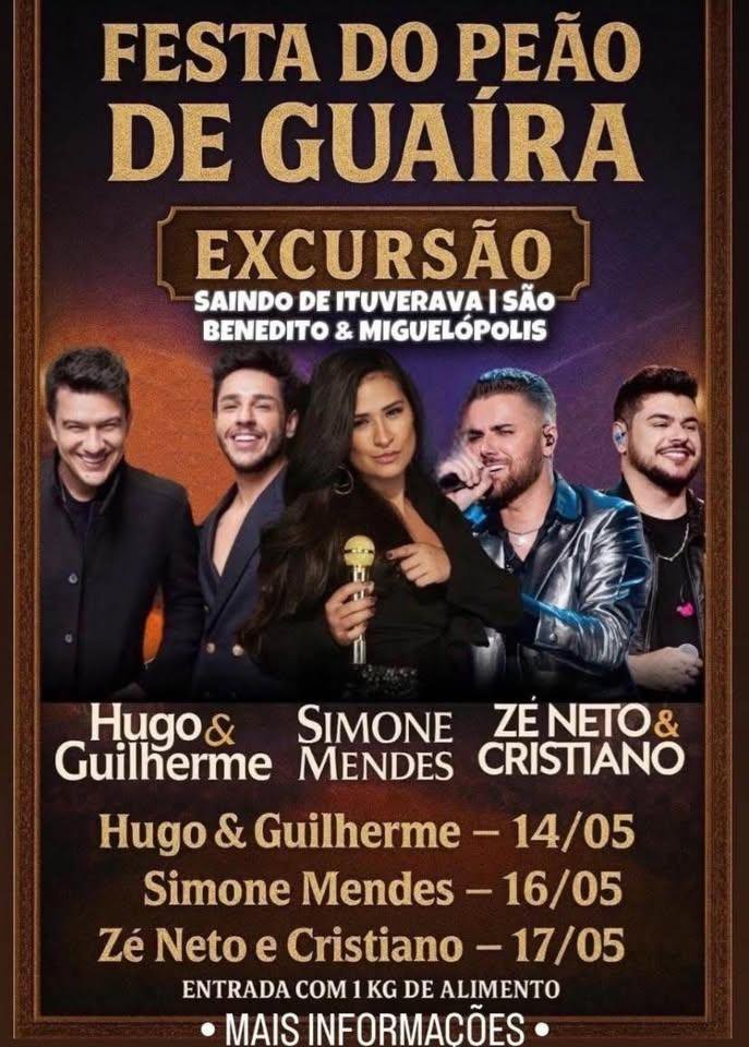 EXCURSÃO IMPERDÍVEL - FESTA DO PEÃO DE GUAÍRA!