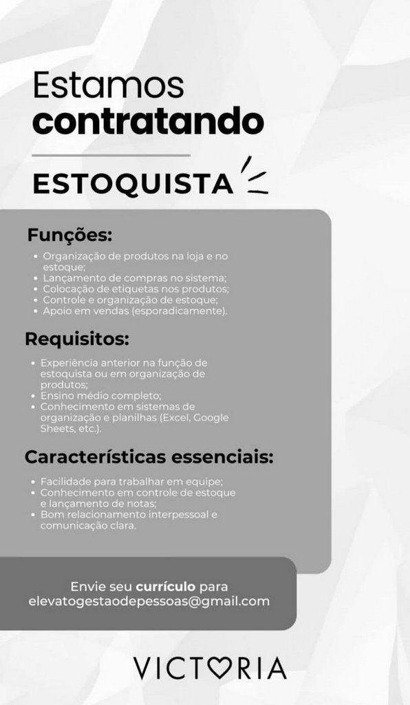 Contrata-se Estoquista 