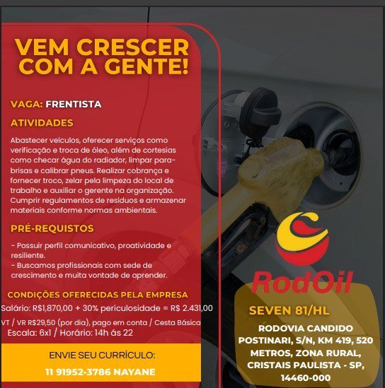 OPORTUNIDADE DE EMPREGO – FRENTIST