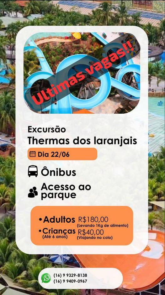 Excursão para Thermas dos Laranjais - Olimpia-SP