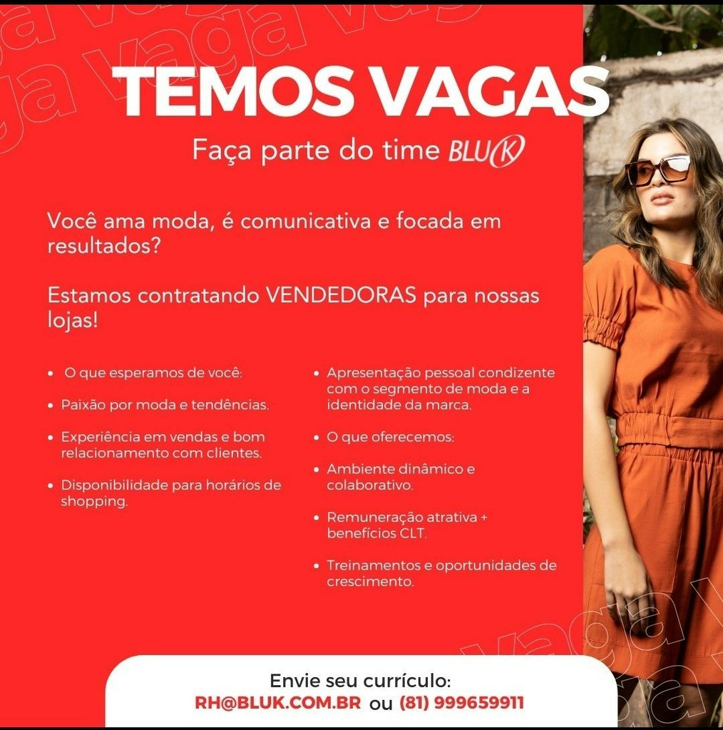 Loja BLU K - contrata!!