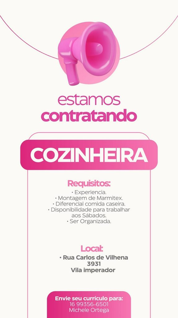 Contrata-se Cozinheira