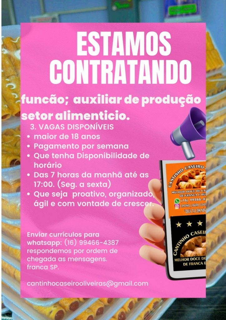 Contrata-se Auxiliar de Produção