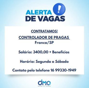 Contrata-se Controlador Pragas